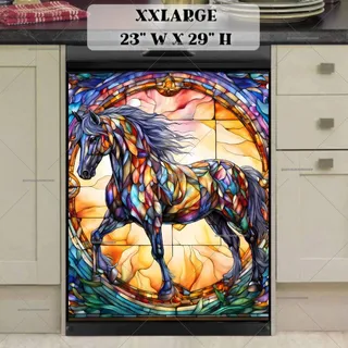 Preview of Stained Glass Colorful Stallion magnet in XX Large size.