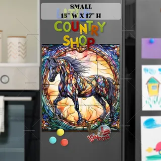Preview of Stained Glass Colorful Stallion magnet in Small size.