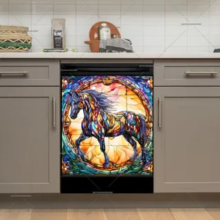 Preview of Stained Glass Colorful Stallion magnet.
