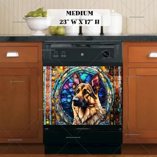 Preview of Stained Glass German Shepherd magnet in Medium size.