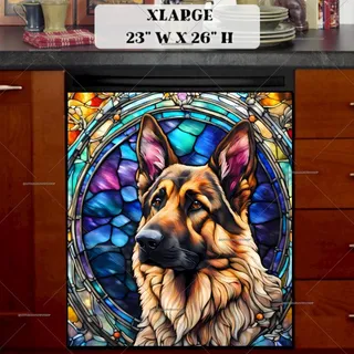 Preview of Stained Glass German Shepherd magnet in Extra Large size.