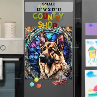 Preview of Stained Glass German Shepherd magnet in Small size.