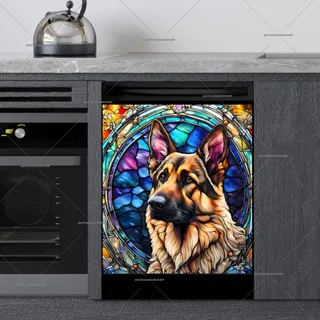 Preview of Stained Glass German Shepherd magnet.