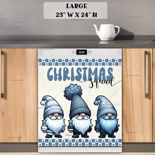 Preview of Three Blue Christmas Gnomes magnet in Large size.