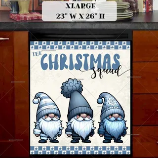 Preview of Three Blue Christmas Gnomes magnet in Extra Large size.