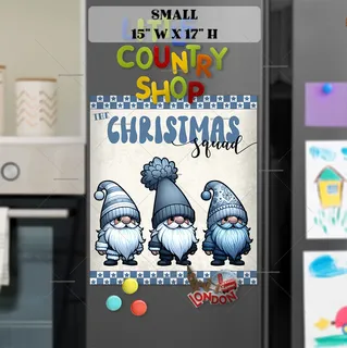 Preview of Three Blue Christmas Gnomes magnet in Small size.