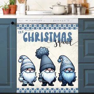 Preview of Three Blue Christmas Gnomes magnet.