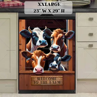 Preview of Curious Cows in the Barn Window magnet in XX Large size.