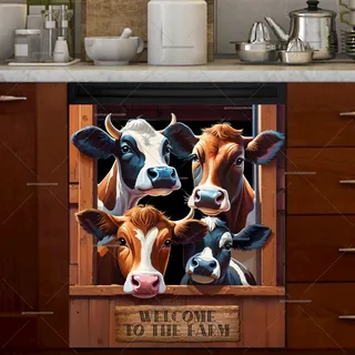 Preview of Curious Cows in the Barn Window magnet.