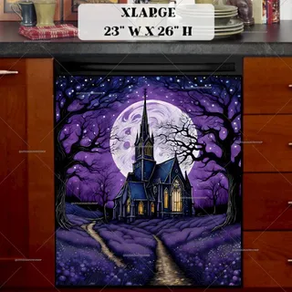 Preview of Purple and Grey Halloween Church magnet in Extra Large size.