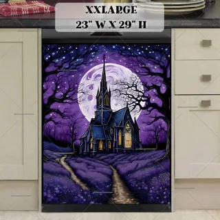 Preview of Purple and Grey Halloween Church magnet in XX Large size.