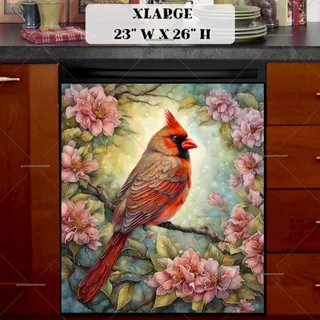 Preview of Pretty Cardinal on the Blooming Tree magnet in Extra Large size.