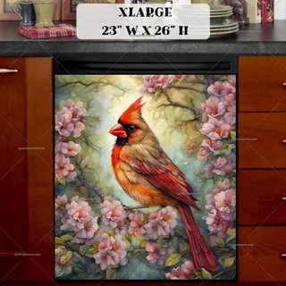 Preview of Lovely Cardinal on the Blooming Tree magnet in Extra Large size.