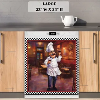 Preview of Cute Italian Chef in a Restaurant magnet in Large size.