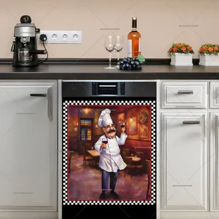 Preview of Cute Italian Chef in a Restaurant magnet.