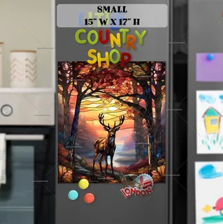 Preview of Stained Glass Autumn Forest Deer magnet in Small size.