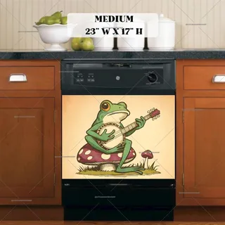 Preview of Vintage Frog Playing Banjo magnet in Medium size.