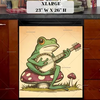 Preview of Vintage Frog Playing Banjo magnet in Extra Large size.