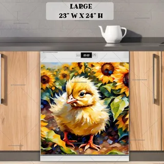 Preview of Little Chick and Sunflowers magnet in Large size.