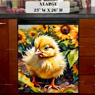 Preview of Little Chick and Sunflowers magnet in Extra Large size.