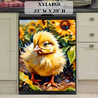 Preview of Little Chick and Sunflowers magnet in XX Large size.