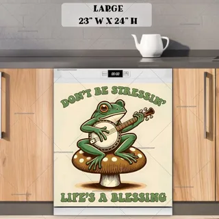 Preview of Vintage Frog on a Mushroom with Banjo magnet in Large size.