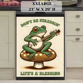 Preview of Vintage Frog on a Mushroom with Banjo magnet in XX Large size.