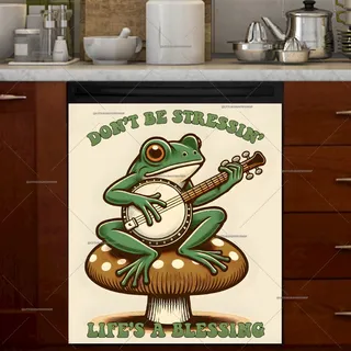 Preview of Vintage Frog on a Mushroom with Banjo magnet.