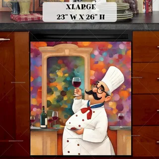 Preview of Cute Chef Tasting Wine magnet in Extra Large size.