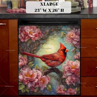 Preview of Cardinal on the Cherry Tree magnet in Extra Large size.