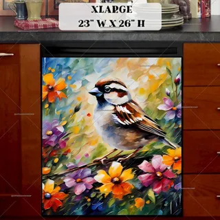 Preview of Little Colorful Sparrow magnet in Extra Large size.