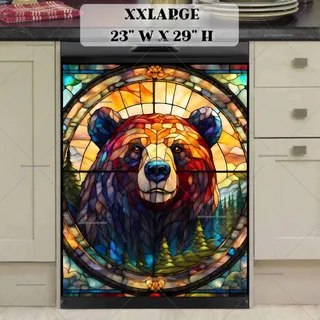 Preview of Stained Glass Forest Brown Bear magnet in XX Large size.