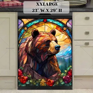 Preview of Stained Glass Brown Bear on the Hill magnet in XX Large size.