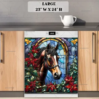 Preview of Stained Glass Brown Stallion magnet in Large size.