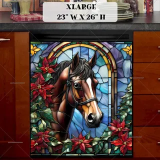 Preview of Stained Glass Brown Stallion magnet in Extra Large size.