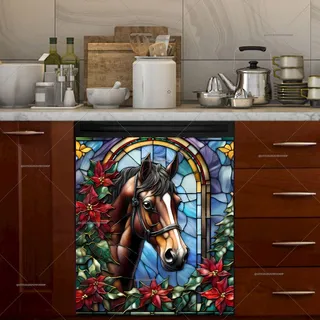 Preview of Stained Glass Brown Stallion magnet.