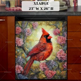 Preview of Male Cardinal on a Blossoming Tree magnet in Extra Large size.