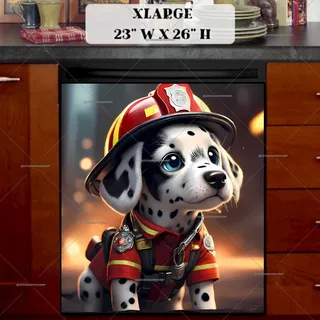 Preview of Cute Firefighter Dalmatian magnet in Extra Large size.