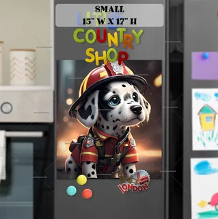 Preview of Cute Firefighter Dalmatian magnet in Small size.