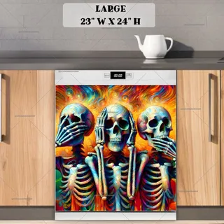 Preview of Three Wise Skeletons magnet in Large size.