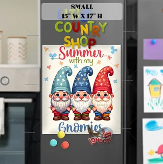 Preview of Cute Summer Gnomes magnet in Small size.