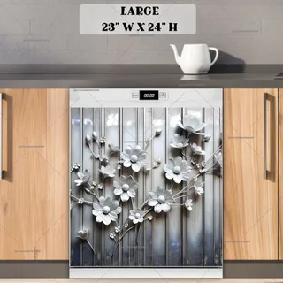 Preview of Grey Metal Flowers magnet in Large size.