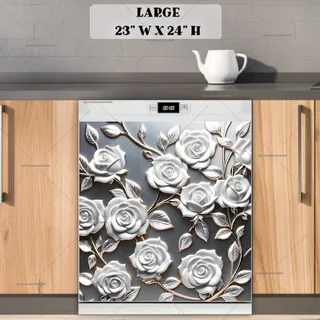 Preview of White Metal Roses magnet in Large size.