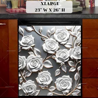 Preview of White Metal Roses magnet in Extra Large size.