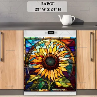 Preview of Stained Glass Beautiful Sunflower magnet in Large size.