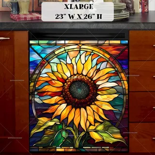 Preview of Stained Glass Beautiful Sunflower magnet in Extra Large size.