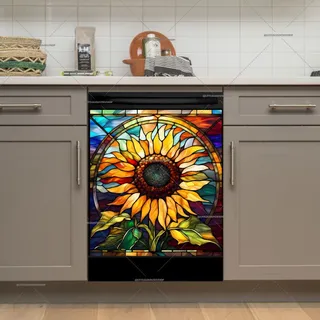 Preview of Stained Glass Beautiful Sunflower magnet.