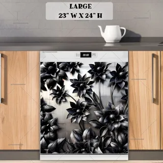 Preview of Black Metal Flowers magnet in Large size.