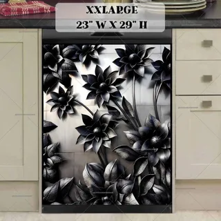 Preview of Black Metal Flowers magnet in XX Large size.