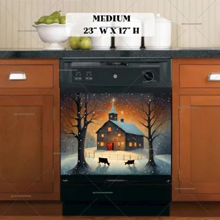 Preview of Prim Christmas Farmhouse magnet in Medium size.